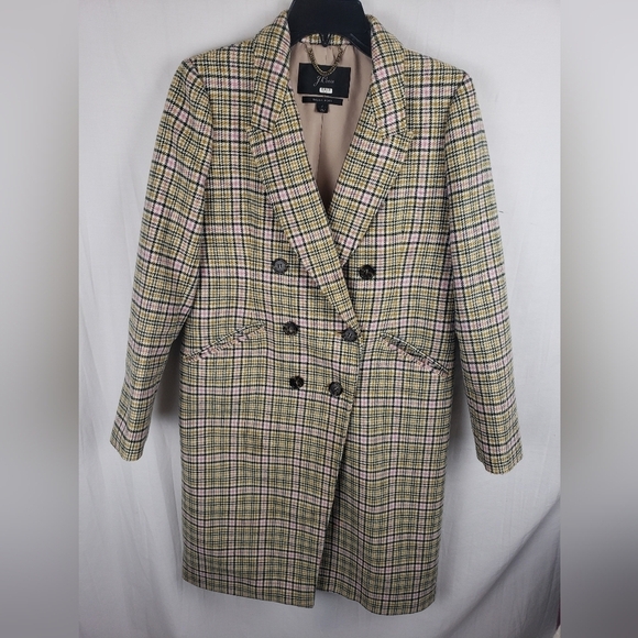 J.Crew Italian Wool Womens Green/Ivory Plaid Button Down Midi Length Coat Sz 2 - Picture 2 of 15